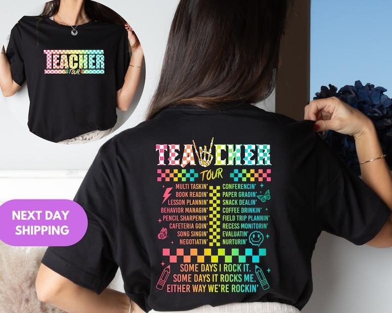 Retro Teacher Tour Front Back Print End Year School - Adult & Kids T-Shirts, Sweatshirts & Hoodies apparel design preview 1