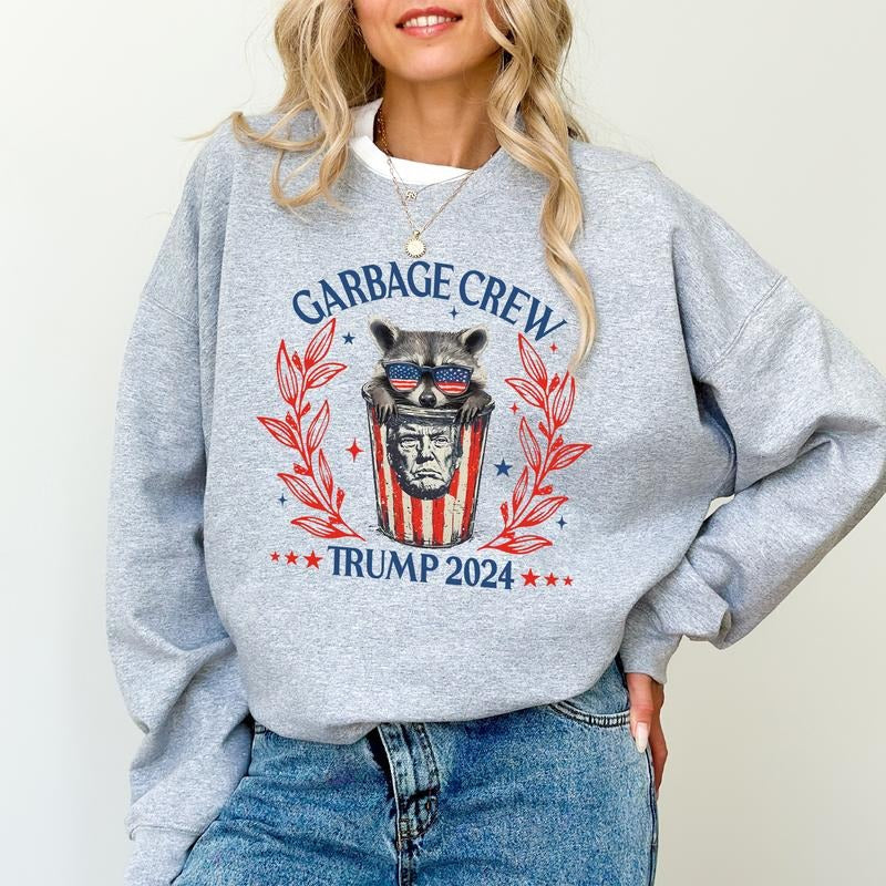 Retro Trummp Garbage Man Crew 2024 Santa Stay Trashy - Adult & Kids T-Shirts, Sweatshirts & Hoodies apparel design preview 1