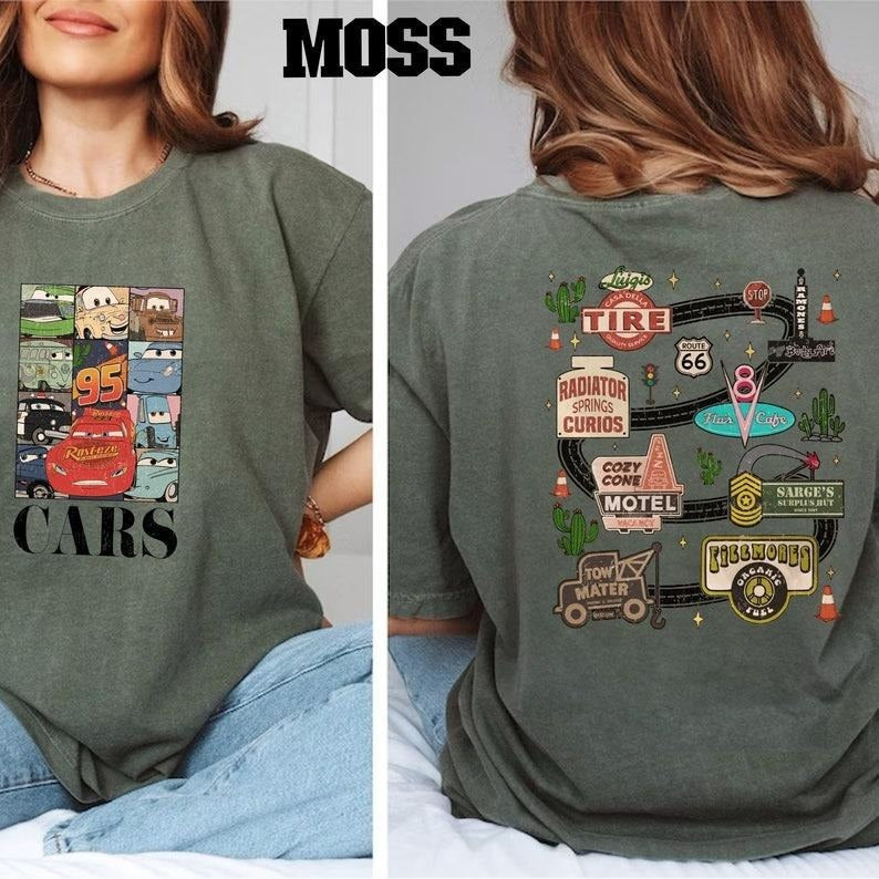 Retro Two Side McQueen Cars Movie Lightning Piston - Adult & Kids T-Shirts, Sweatshirts & Hoodies apparel design preview 1