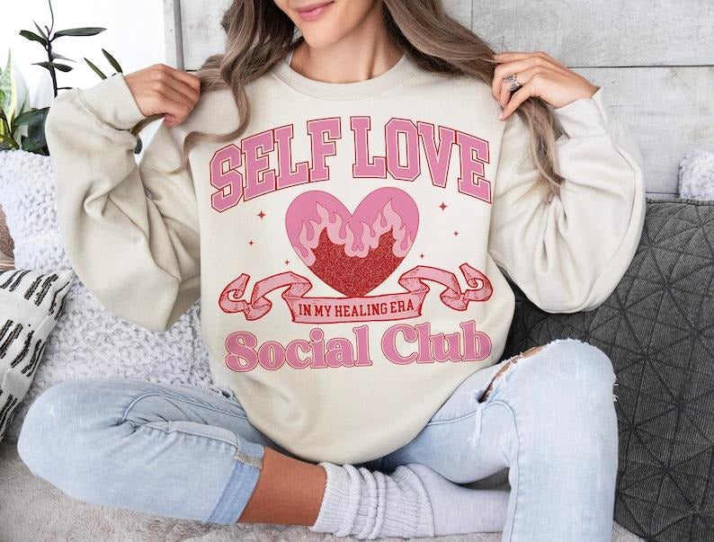 Retro Valentines Self Love Club Heart Candy - Adult & Kids T-Shirts, Sweatshirts & Hoodies apparel design preview 1