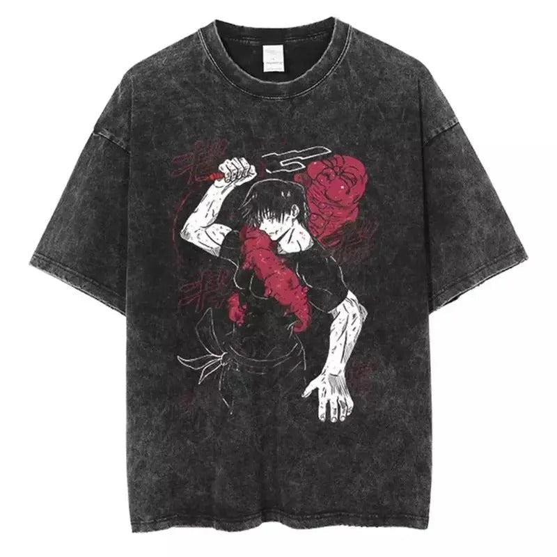 Retro Washed Jujutsu Kaisen Fushiguro Megumi Short - Adult & Kids T-Shirts, Sweatshirts & Hoodies apparel design preview 1