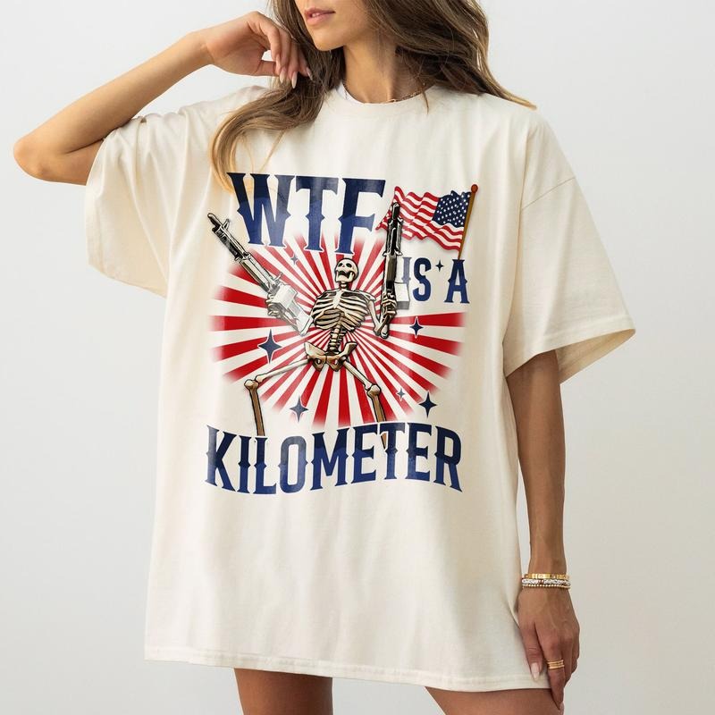 Retro Wttf Is Kilometer Funny July 4th Skeleton - Adult & Kids T-Shirts, Sweatshirts & Hoodies apparel design preview 1