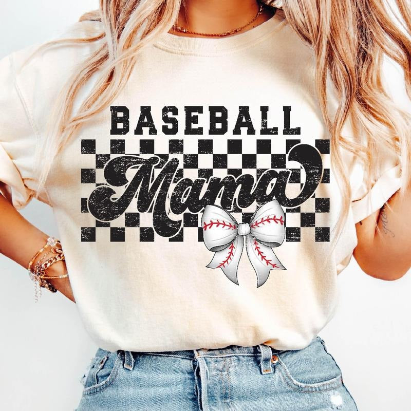 Retro Baseball Mama Checkered Sport Mom Game Day - Adult & Kids T-Shirts, Sweatshirts & Hoodies apparel design preview 1