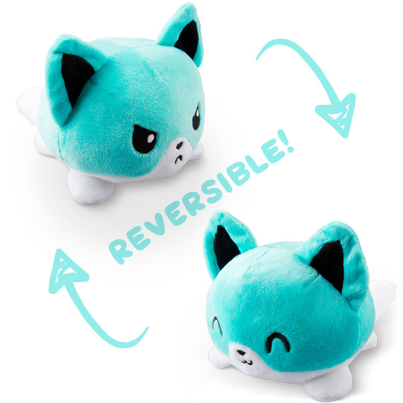 TeeTurtle Reversible Fox Plushie (Aqua) - Adult & Kids T-Shirts, Sweatshirts & Hoodies apparel design preview 1