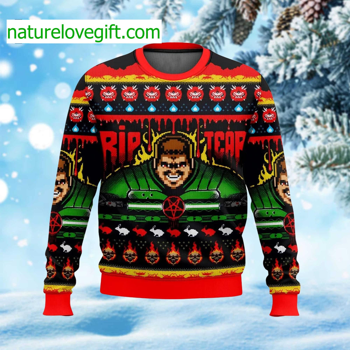 Rip And Tear Doom Ugly Christmas Sweater - Holiday Gift product image