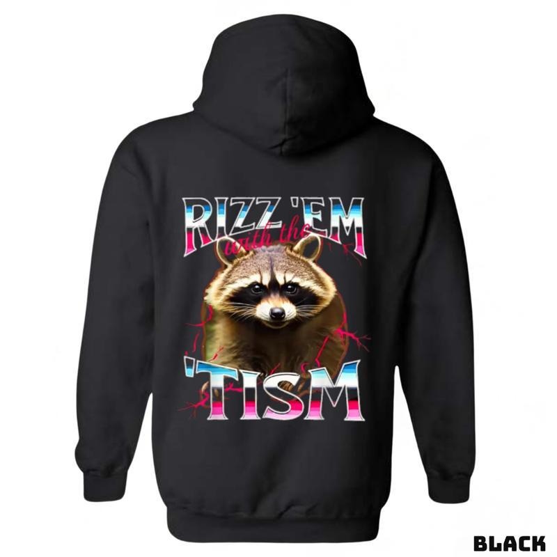 Rizz 'Em 'Tism" Raccoon Vibrant Unique Casual Outings - Adult & Kids T-Shirts, Sweatshirts & Hoodies apparel design preview 1