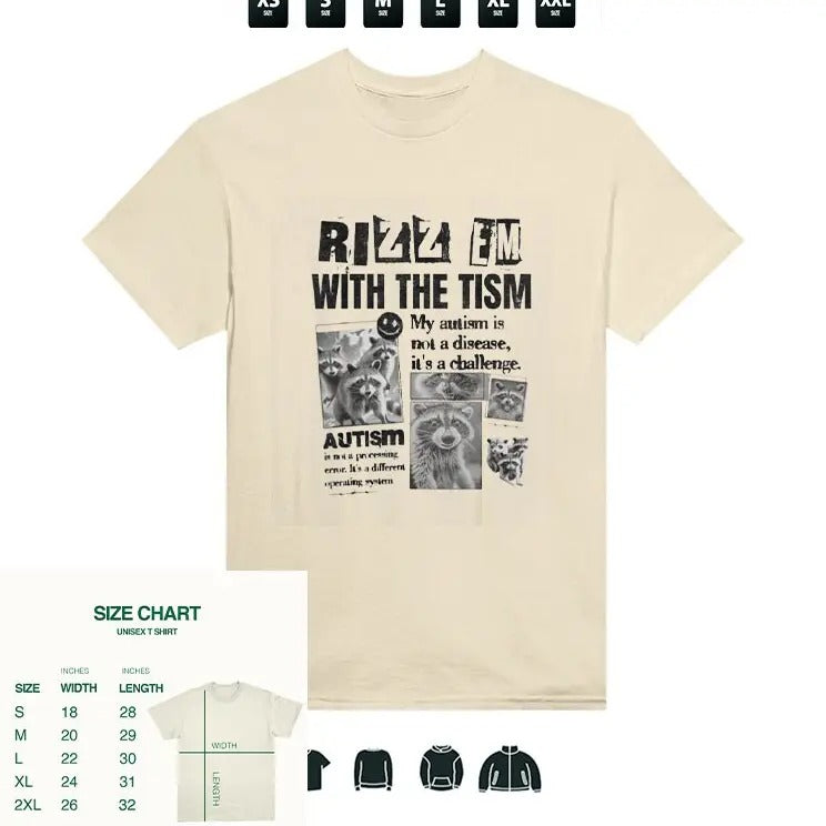 Rizz 'Em Tism Trending Raccoon - Adult & Kids T-Shirts, Sweatshirts & Hoodies apparel design preview 1