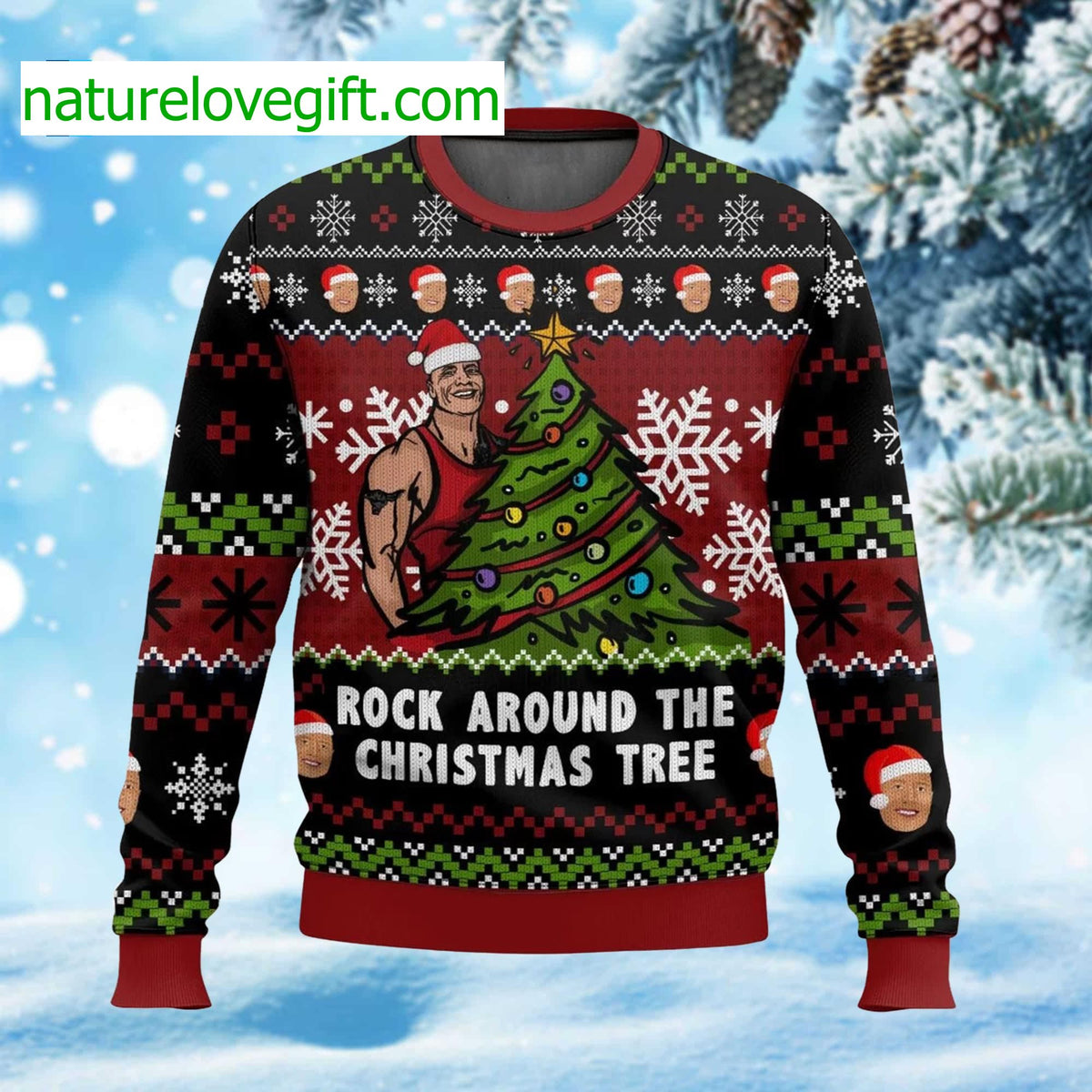Rock Around The Christmas Tree Ugly Christmas Sweater - Holiday Gift product image