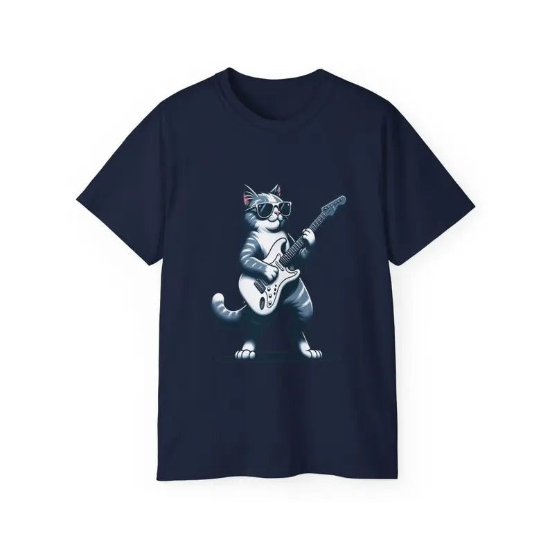 Rock Cat Playing Guitar Vintage Retro Funny Lovers - Adult & Kids T-Shirts, Sweatshirts & Hoodies apparel design preview 1