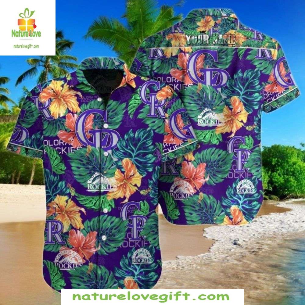 MLB Rockies Blue Polynesian Aloha Stylish Baseball - Adult & Kids T-Shirts, Sweatshirts & Hoodies apparel design preview 1