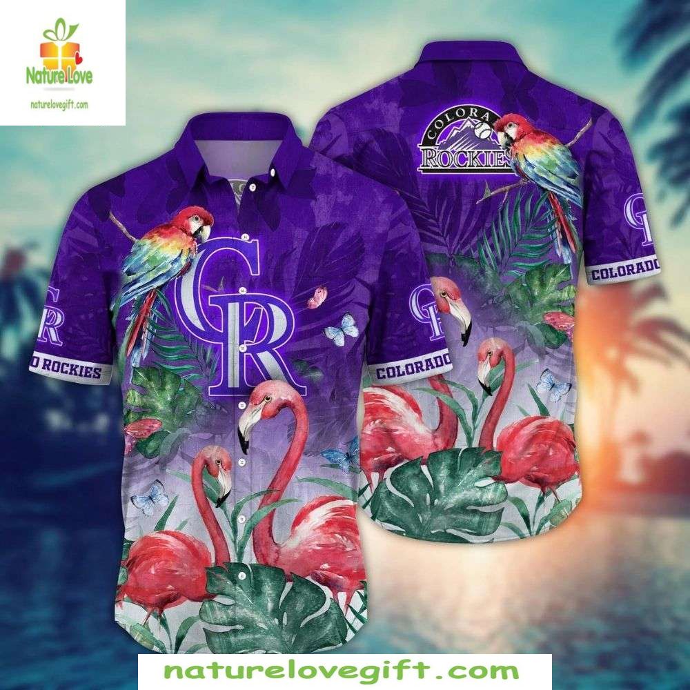 Colorado Rockies MLB Hawaiian Tropical Birds Aloha - Adult & Kids T-Shirts, Sweatshirts & Hoodies apparel design preview 1