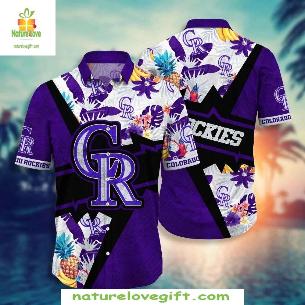 MLB Rockies Hawaiian Purple Passion Fruit Floral - Adult & Kids T-Shirts, Sweatshirts & Hoodies apparel design preview 1