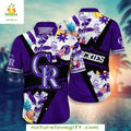 MLB Rockies Hawaiian Purple Passion Fruit Floral - Adult & Kids T-Shirts, Sweatshirts & Hoodies apparel design preview 1