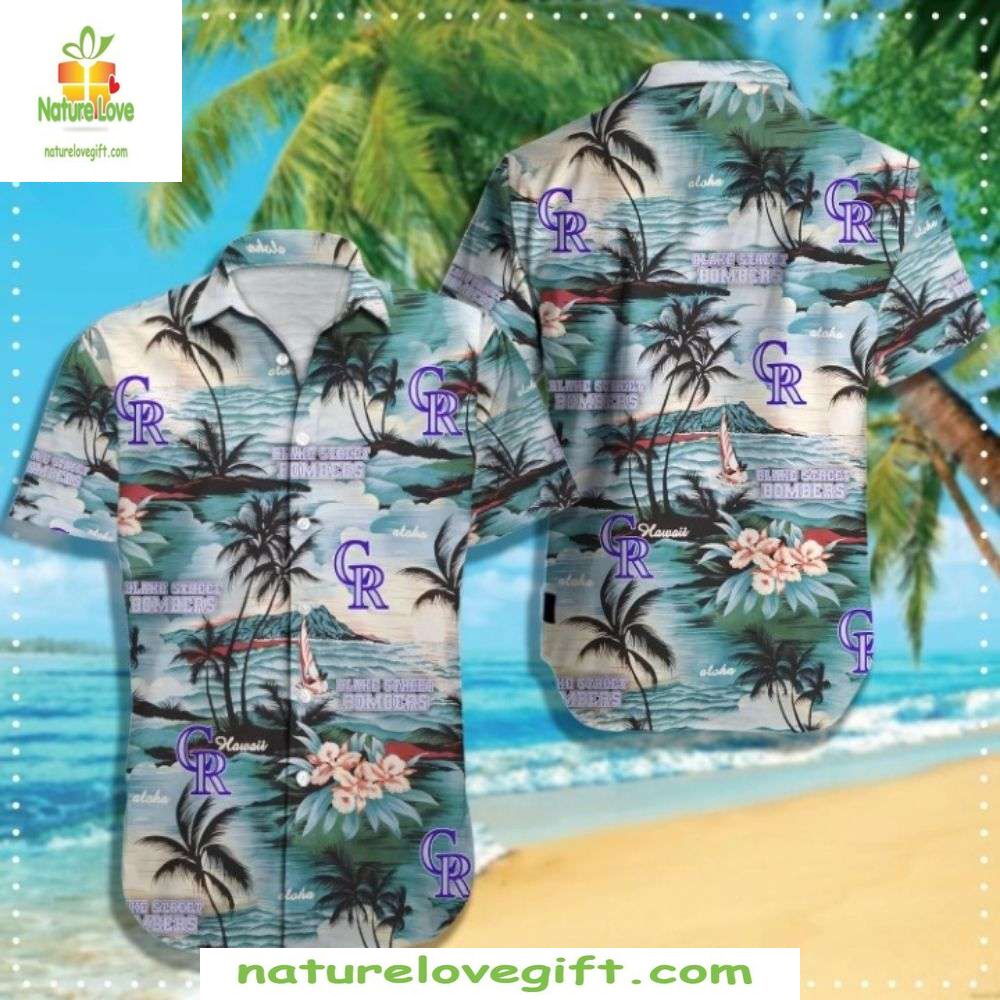 MLB Hawaiian Rockies Serene Palms Sunset Stylish - Adult & Kids T-Shirts, Sweatshirts & Hoodies apparel design preview 1