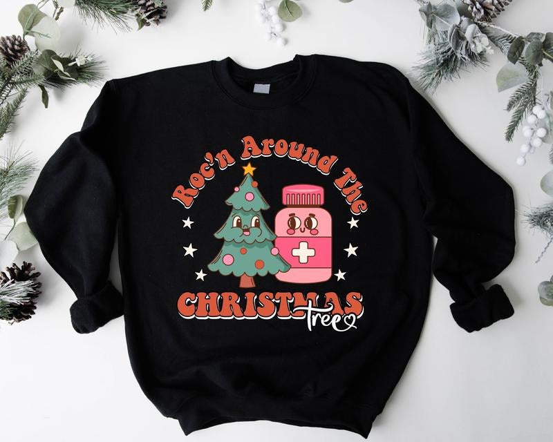 Rocking Around Tree Retro Pharmacy Medical Matching - Adult & Kids T-Shirts, Sweatshirts & Hoodies apparel design preview 1