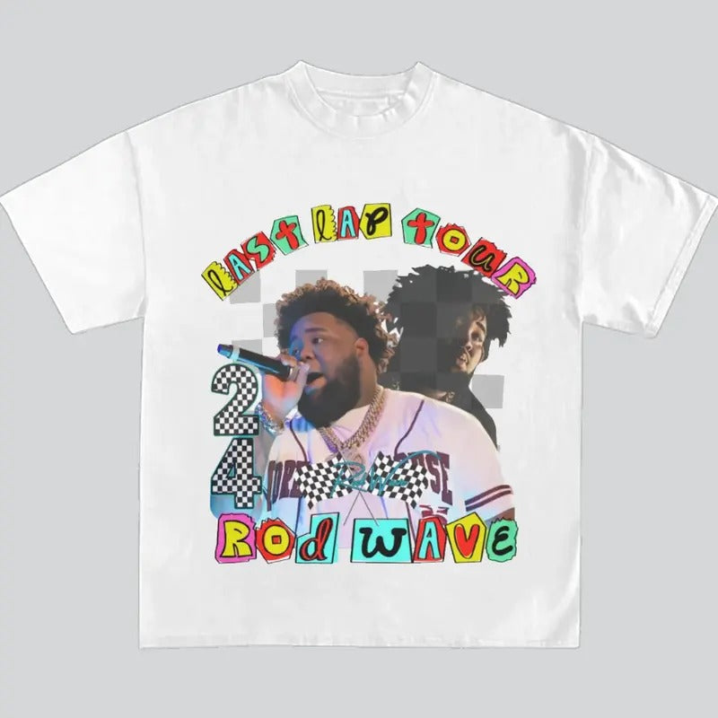 Rod Wave Last Lap 24 Flag Racing Big Face Rap Top - Adult & Kids T-Shirts, Sweatshirts & Hoodies apparel design preview 1