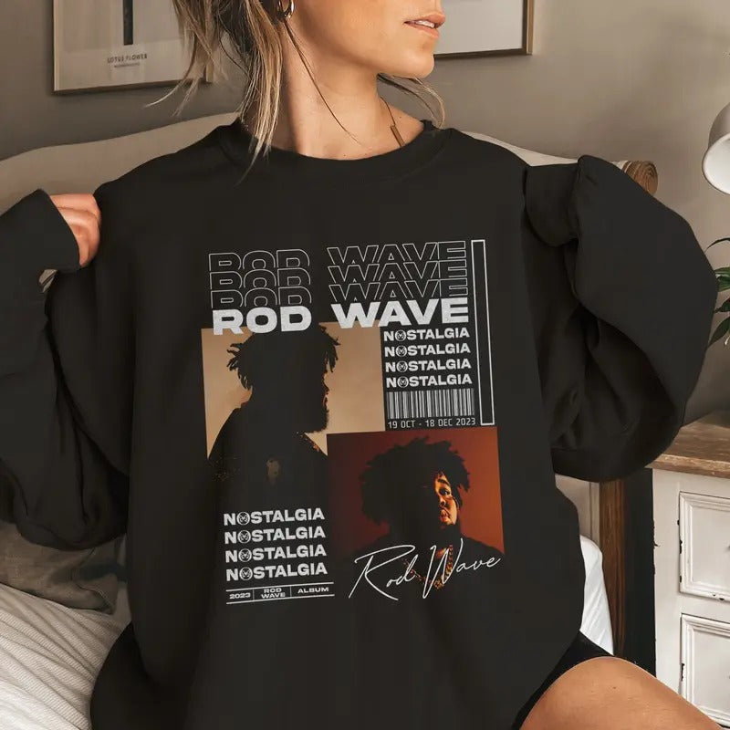 Rod Wave Nostalgia Album Tour 2023 Rap Concert Fans - Adult & Kids T-Shirts, Sweatshirts & Hoodies apparel design preview 1