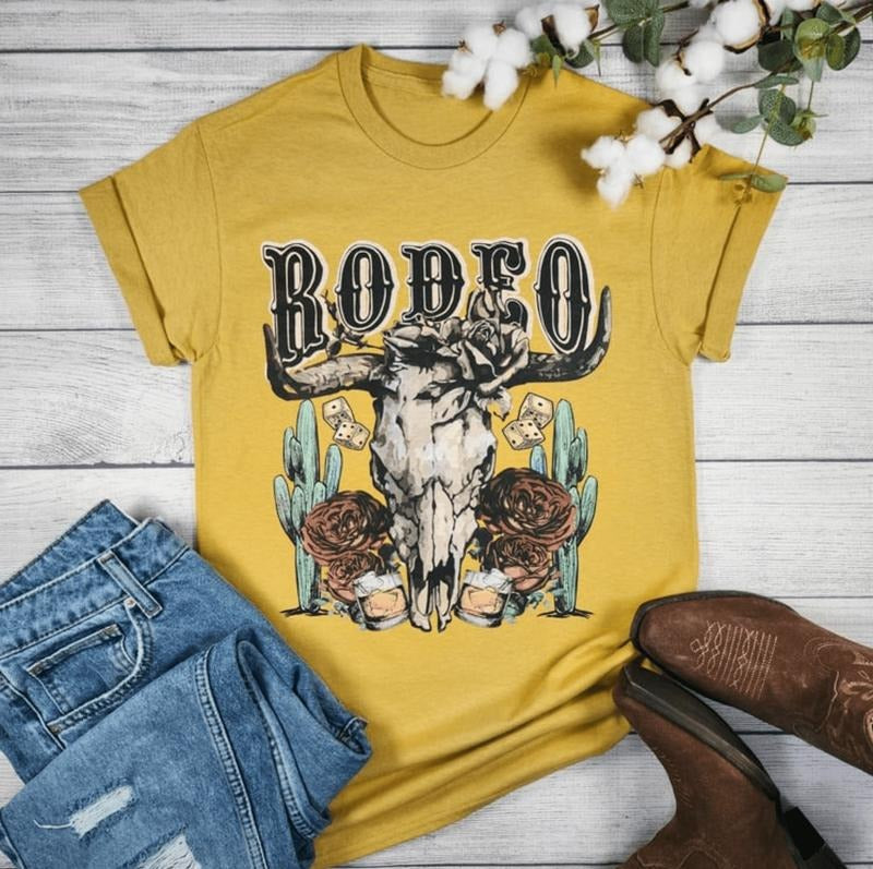 Rodeo Cow Skull Roses - Adult & Kids T-Shirts, Sweatshirts & Hoodies apparel design preview 1