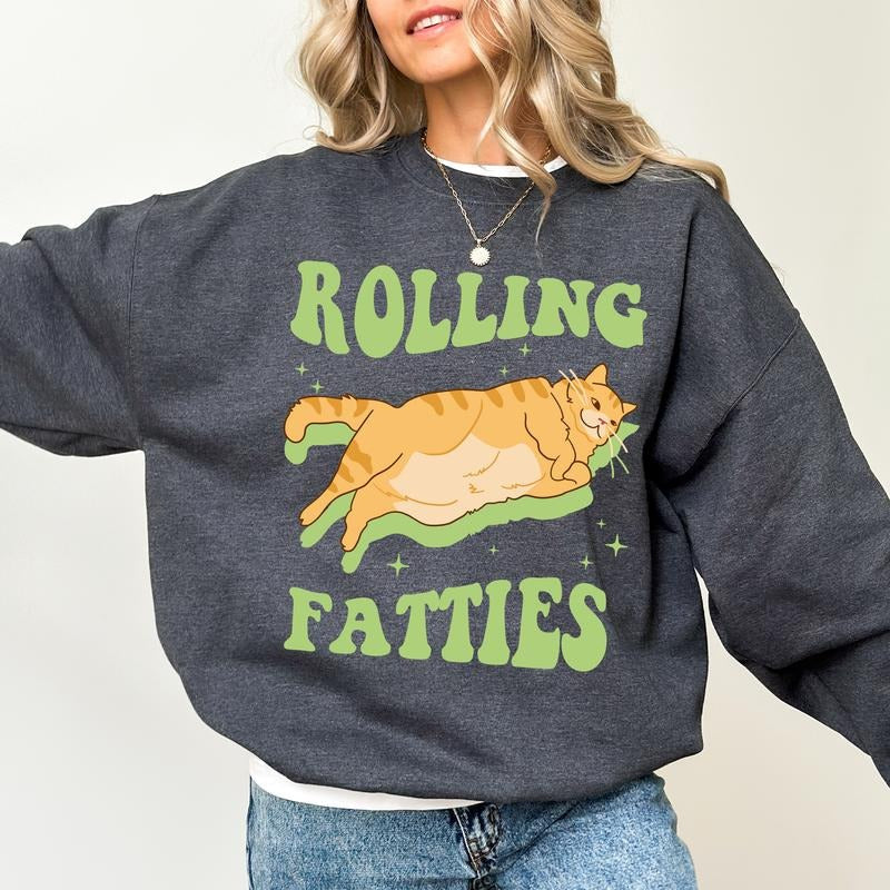 Rolling Fatties Cat Fat Kitten Lovers Funny Meme Cute - Adult & Kids T-Shirts, Sweatshirts & Hoodies apparel design preview 1