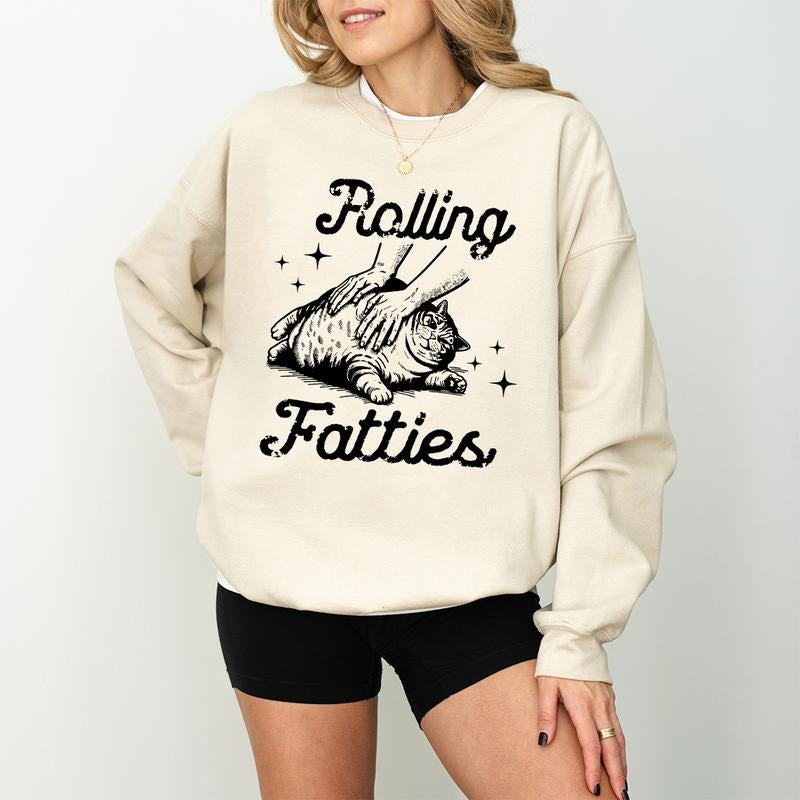 Rolling Fatties Cat Funny Lovers Unhinged Weed Lover - Adult & Kids T-Shirts, Sweatshirts & Hoodies apparel design preview 1