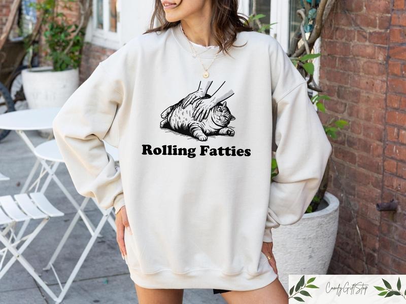 Rolling Fatties Cat Funny Lovers Unhinged Lover Cute - Adult & Kids T-Shirts, Sweatshirts & Hoodies apparel design preview 1