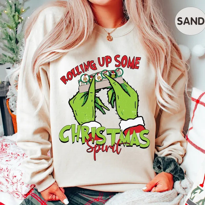 Rolling Up Some Spirit Funny Grinchy Vintage Inspired - Adult & Kids T-Shirts, Sweatshirts & Hoodies apparel design preview 1