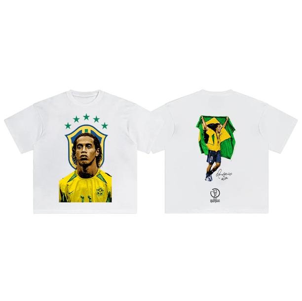 Ronaldinho Brazil 2 Sided Vintage Soccer Sport Fan - Adult & Kids T-Shirts, Sweatshirts & Hoodies apparel design preview 1