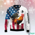 Rooster USA Flag 3D Ugly Christmas Sweater - Holiday Gift product image