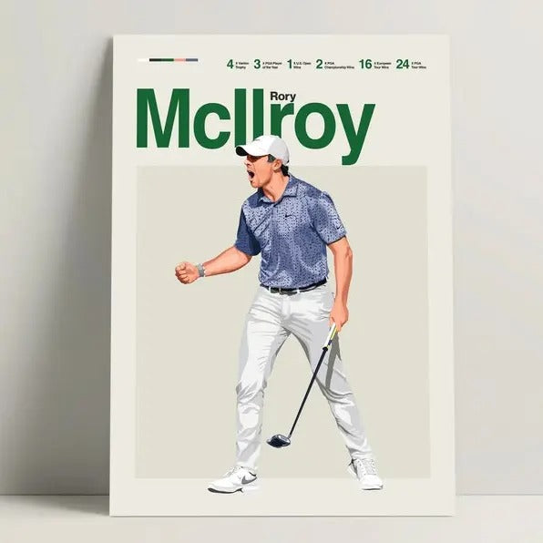 Rory McIlroy Poster Golf Modern Print Minimalist Wall - Adult & Kids T-Shirts, Sweatshirts & Hoodies apparel design preview 1
