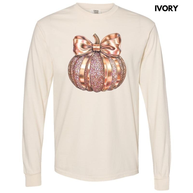 Rose Gold Jeweled Pumpkin Comfort Colors 'NLB' - Adult & Kids T-Shirts, Sweatshirts & Hoodies apparel design preview 1