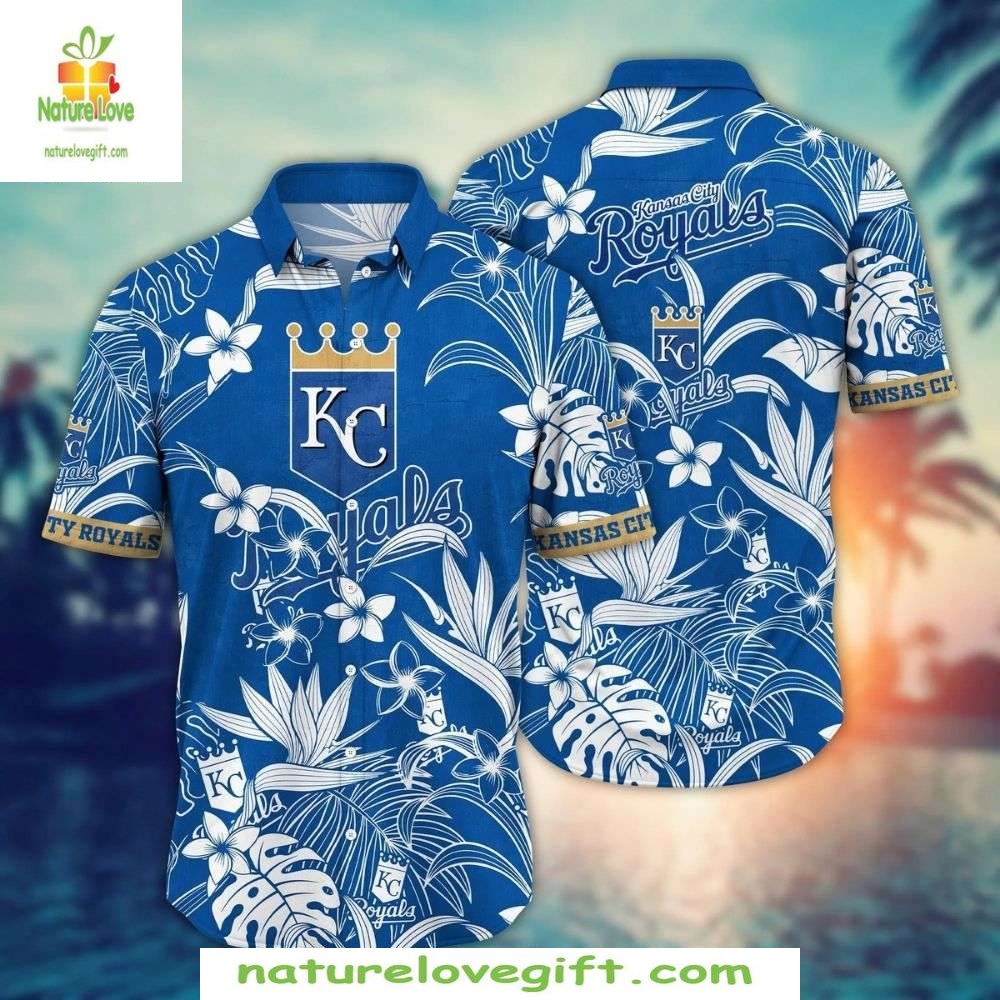 KC Royals Tropical Hawaiian Royal Palms Florals - Adult & Kids T-Shirts, Sweatshirts & Hoodies apparel design preview 1