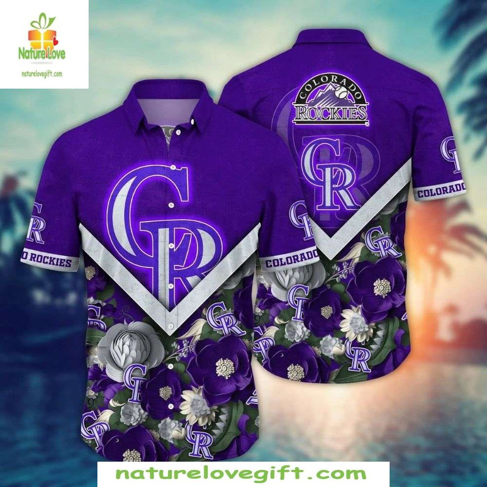 Colorado Rockies MLB Hawaiian Tropical Floral - Adult & Kids T-Shirts, Sweatshirts & Hoodies apparel design preview 1