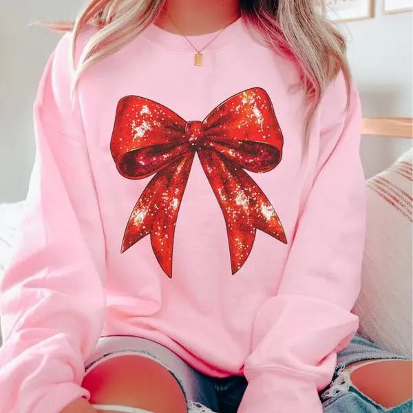 Ruby Red Bow Relaxed Fit Printed USA Womenswear - Adult & Kids T-Shirts, Sweatshirts & Hoodies apparel design preview 1