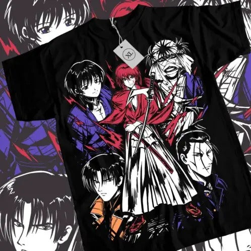 Rurouni Kenshin Samurai Himura Art Black All Size - Adult & Kids T-Shirts, Sweatshirts & Hoodies apparel design preview 1