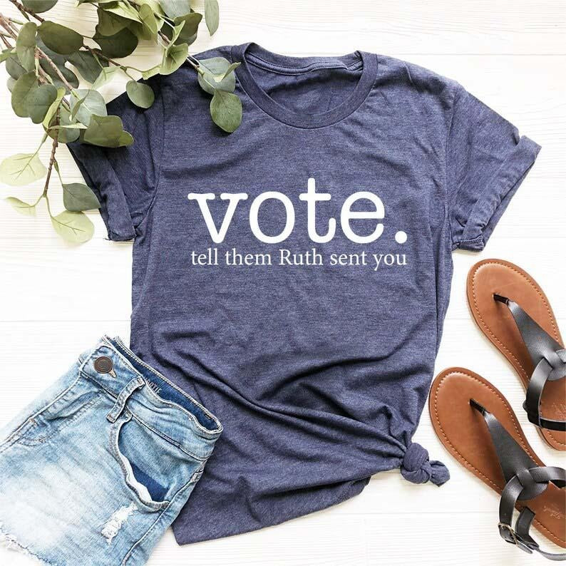 Ruth Bader Ginsburg Vote Tell Them Sent You Political - Adult & Kids T-Shirts, Sweatshirts & Hoodies apparel design preview 1