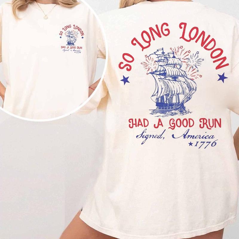 S0 L0ng London 4th July 2 Sides Comfort Colors Fourth - Adult & Kids T-Shirts, Sweatshirts & Hoodies apparel design preview 1
