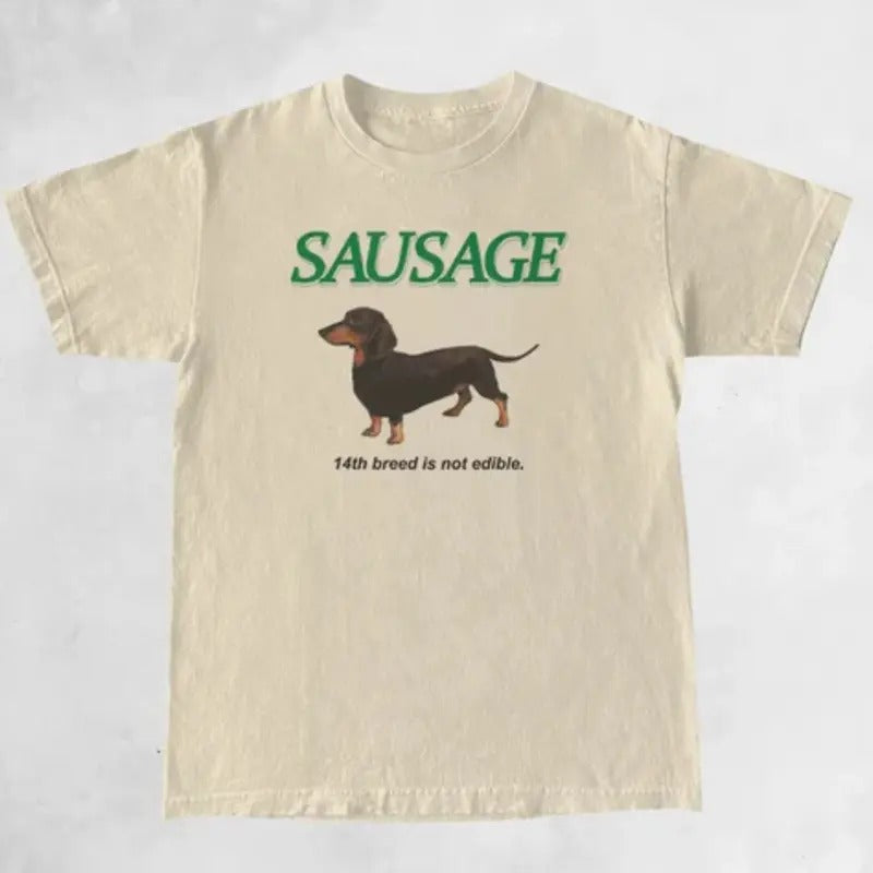 SAUSAGE WIENER DOG Funny Cute Vintage 2000s Tops Fot - Adult & Kids T-Shirts, Sweatshirts & Hoodies apparel design preview 1