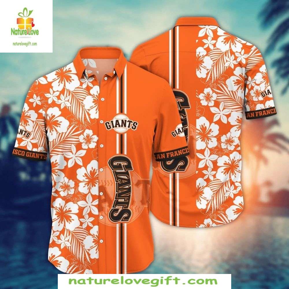 SF Giants Hawaiian Tropical White Orange Aloha - Adult & Kids T-Shirts, Sweatshirts & Hoodies apparel design preview 1