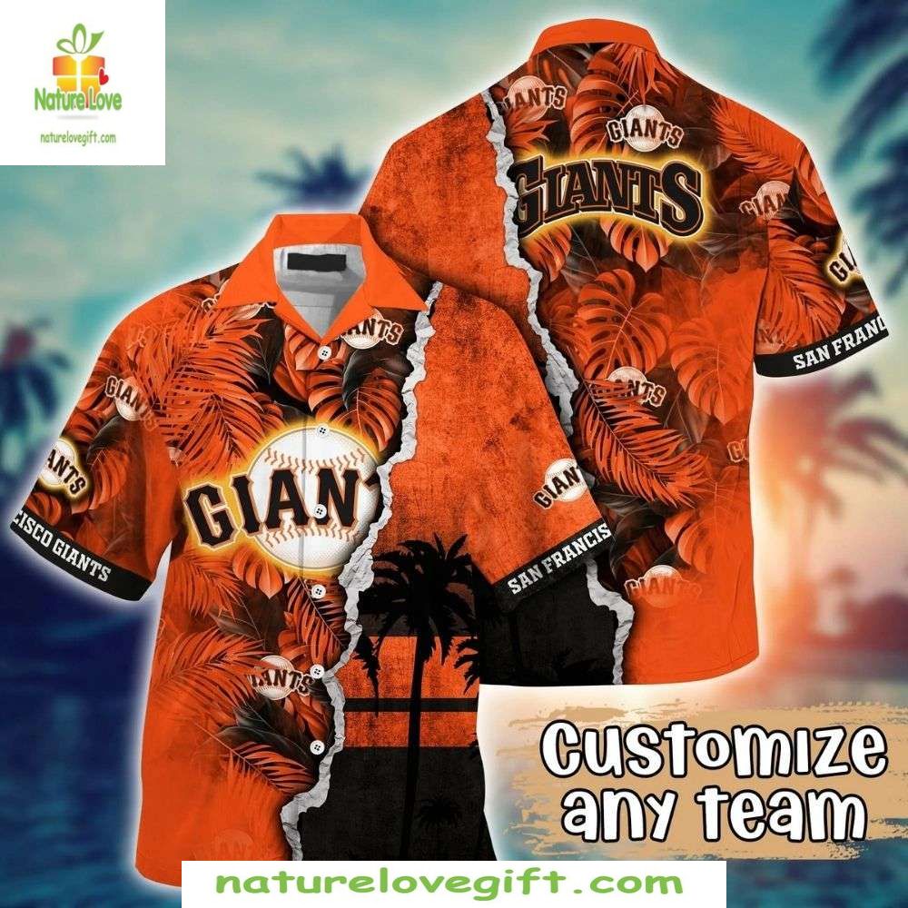 SF Giants Hawaiian Tropical Sunset Palm Aloha - Adult & Kids T-Shirts, Sweatshirts & Hoodies apparel design preview 1
