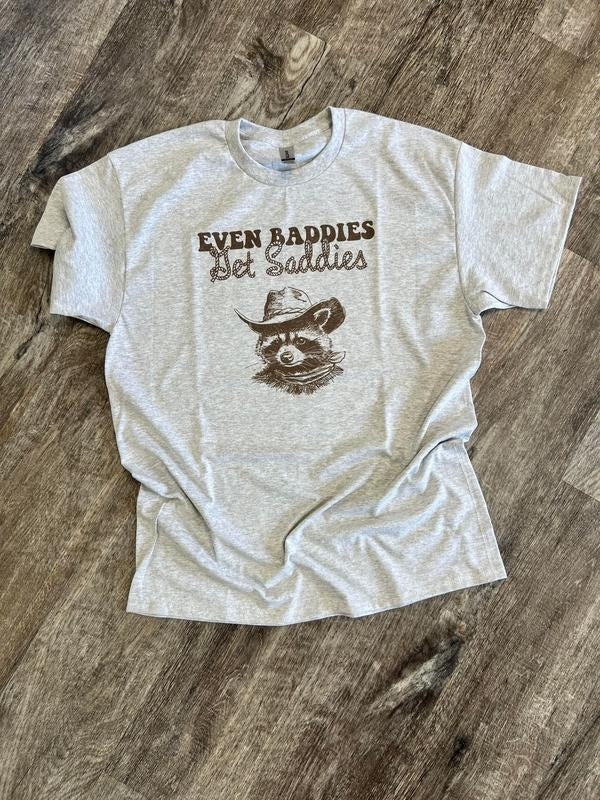 SINGLE Even Baddies Get Saddies Funny Raccoons Summer - Adult & Kids T-Shirts, Sweatshirts & Hoodies apparel design preview 1