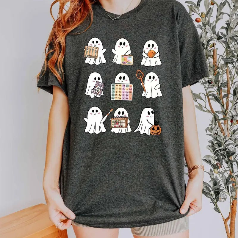 SLP Halloween Speech Therapy Spooky Funny Ghost - Adult & Kids T-Shirts, Sweatshirts & Hoodies apparel design preview 1