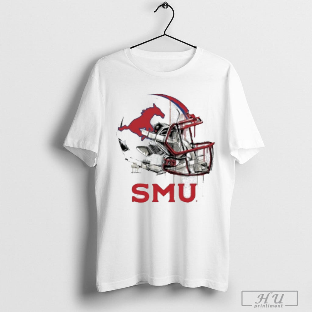 Smu Mustangs Dripping Football Helmet - Adult & Kids T-Shirts, Sweatshirts & Hoodies apparel design preview 1
