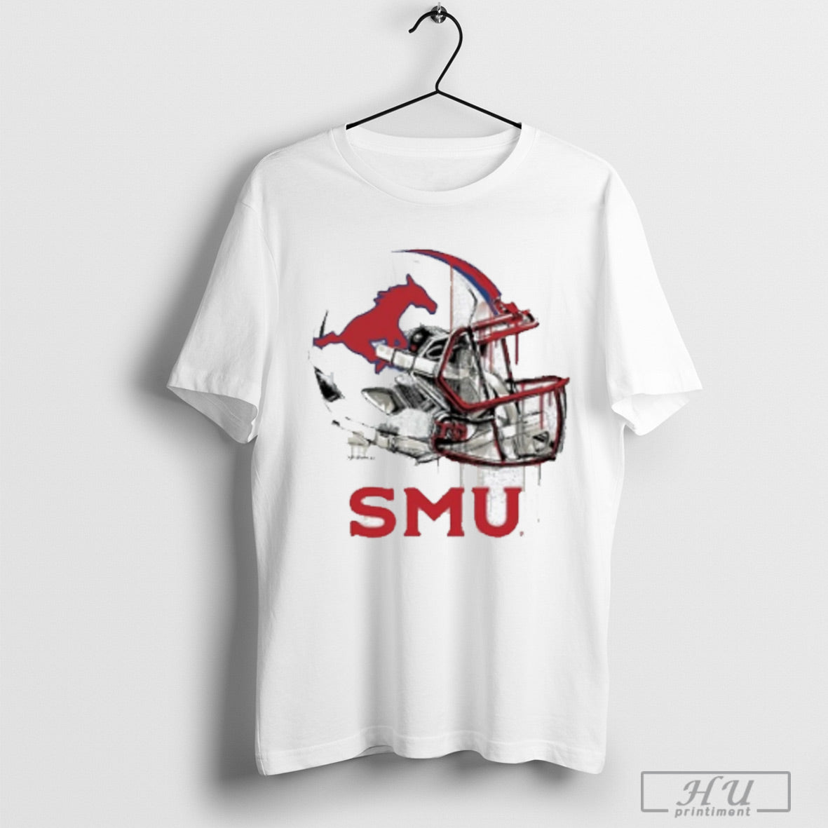 Smu Mustangs Dripping Football Helmet - Adult & Kids T-Shirts, Sweatshirts & Hoodies apparel design preview 1
