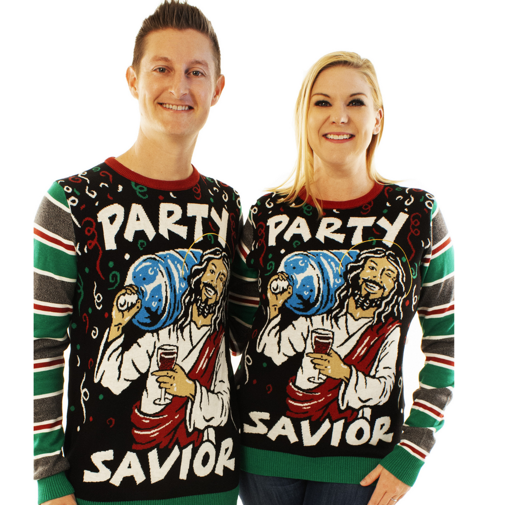 Jesus Party Savior | For Men & Women | Unisex Sizing Ugly Christmas Sweater - Holiday Gift product image