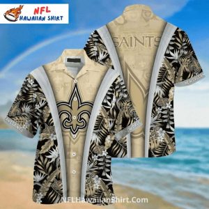 Saints Hawaiian Gold Fleur-de-lis Tropical Pattern - Adult & Kids T-Shirts, Sweatshirts & Hoodies apparel design preview 1