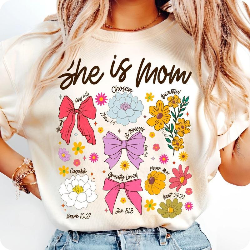 [Sale 45% Off] She Is Mom Coquette Christian Mama - Adult & Kids T-Shirts, Sweatshirts & Hoodies apparel design preview 1