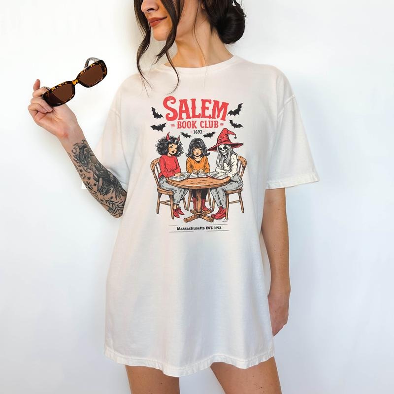 Salem Book Club 1 Funny Comfortable Halloween - Adult & Kids T-Shirts, Sweatshirts & Hoodies apparel design preview 1