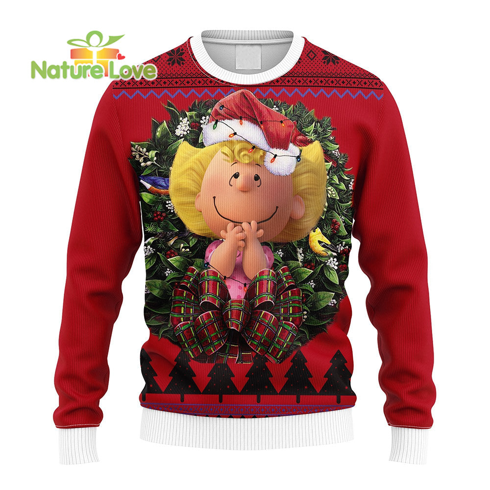 Sally Brown Peanuts Merry Xmas 3D Red 3D Ugly Christmas Sweater - Holiday Gift product image