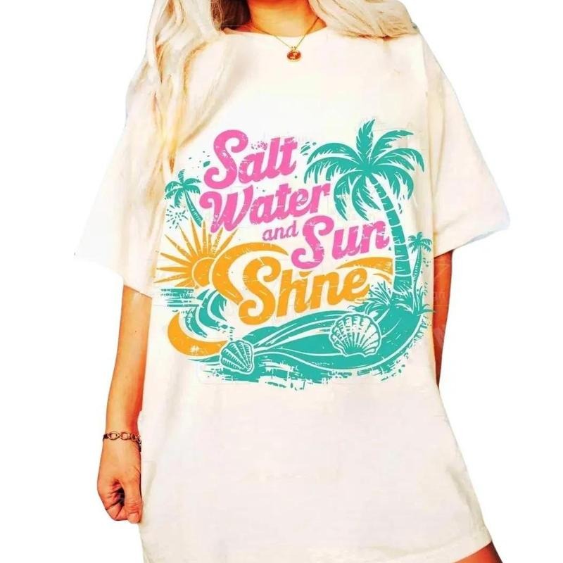 Salt Water Sun Shine Retro Summer Seashell Tropical - Adult & Kids T-Shirts, Sweatshirts & Hoodies apparel design preview 1