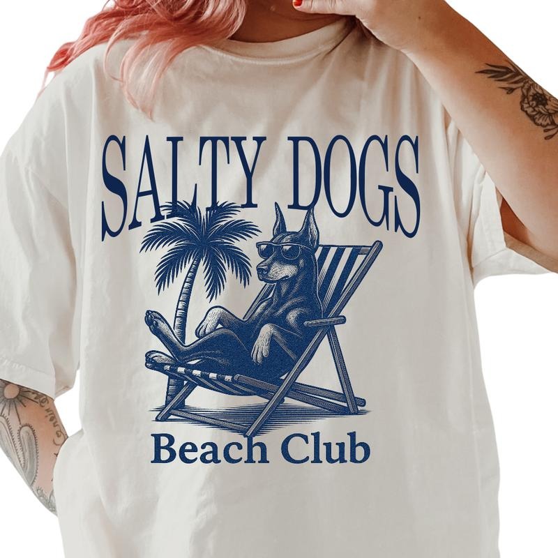 Salty Dogs Beach Club Doberman Relaxed Fit Printed - Adult & Kids T-Shirts, Sweatshirts & Hoodies apparel design preview 1